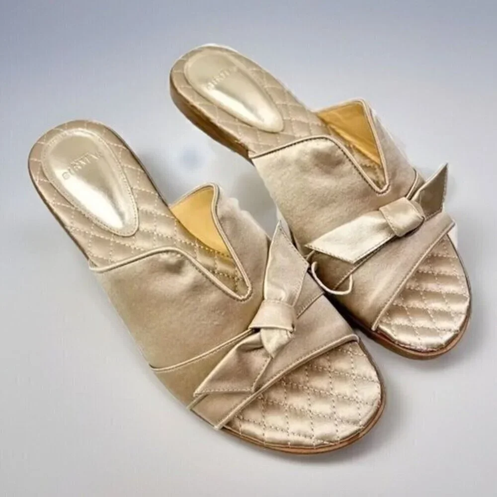 ALEXANDRE BIRMAN womens size 8.5 Clarita bow-embellished satin slides